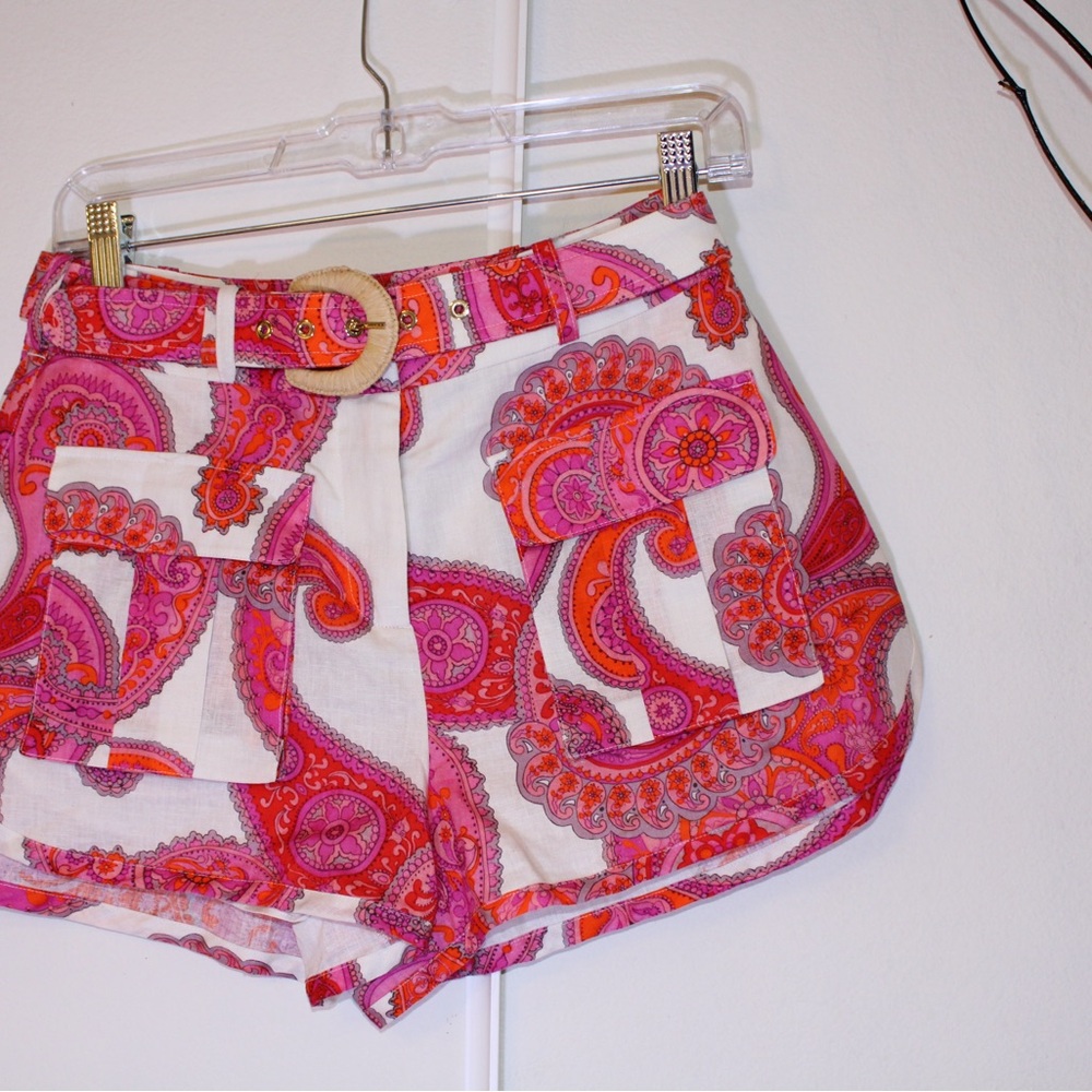 Zimmermann High Waist Pink and Orange Shorts